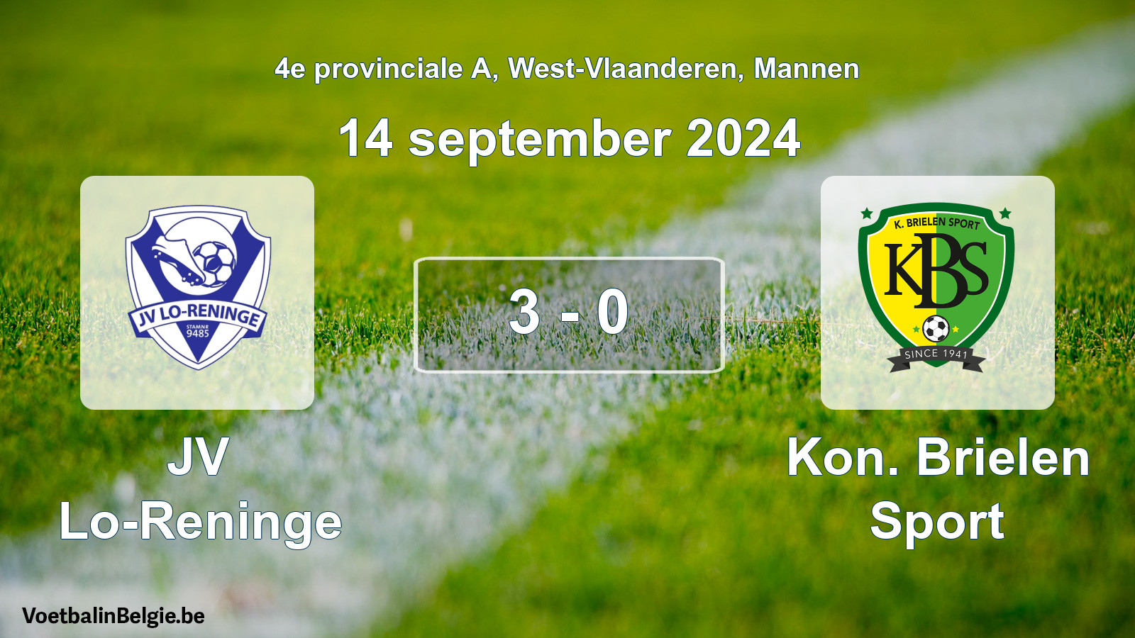 Gespeelde wedstrijd mannenvoetbal: JV Lo-Reninge - Kon. Brielen Sport 3 - 0 (14 september 2024)