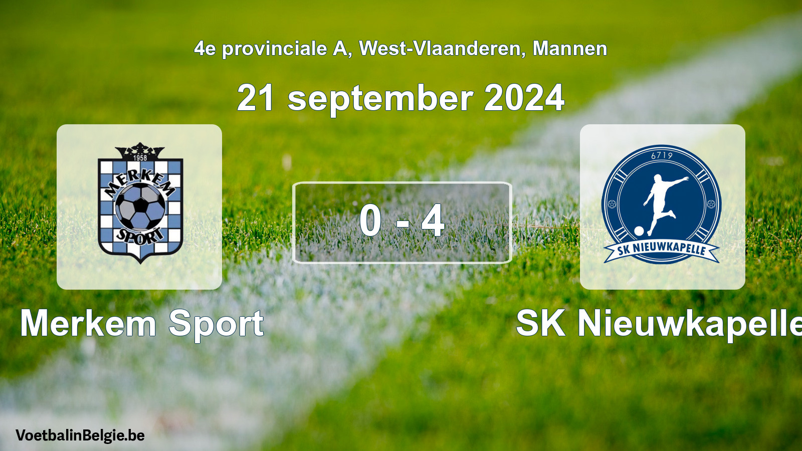 Gespeelde wedstrijd mannenvoetbal: Merkem Sport - SK Nieuwkapelle 0 - 4 (21 september 2024)