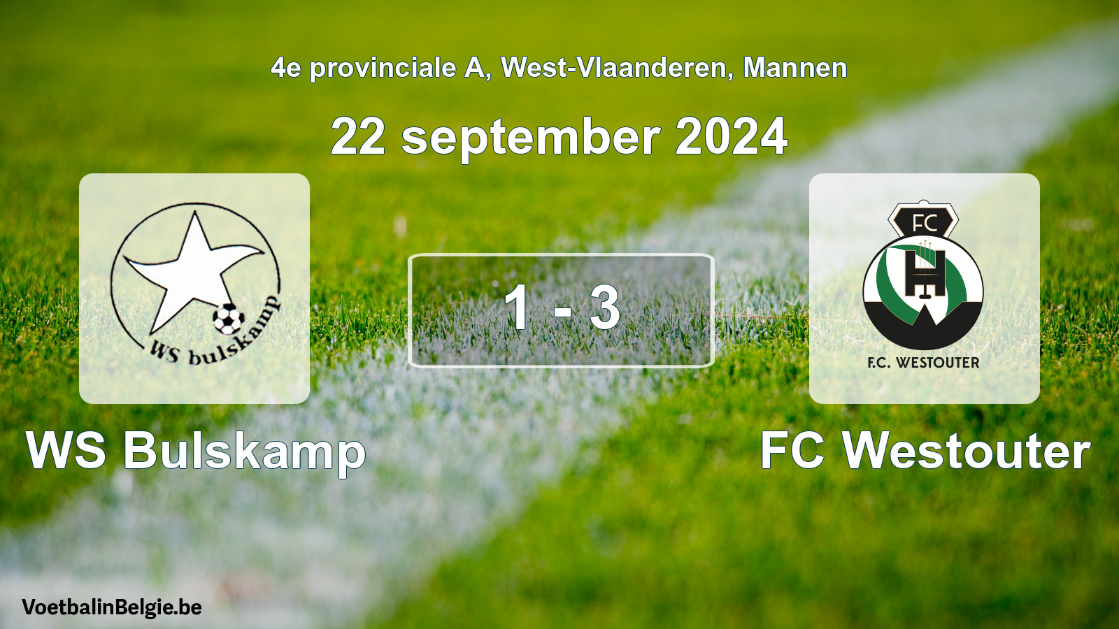 Gespeelde wedstrijd mannenvoetbal: WS Bulskamp - FC Westouter 1 - 3 (22 september 2024)