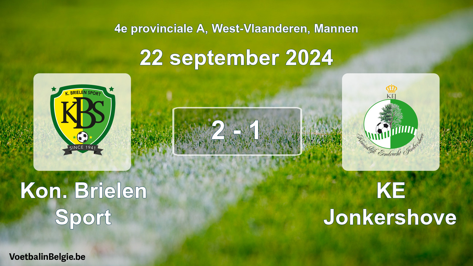 Gespieltes Spiel männer-Fußball: Kon. Brielen Sport - KE Jonkershove 2 - 1 (22 September 2024)