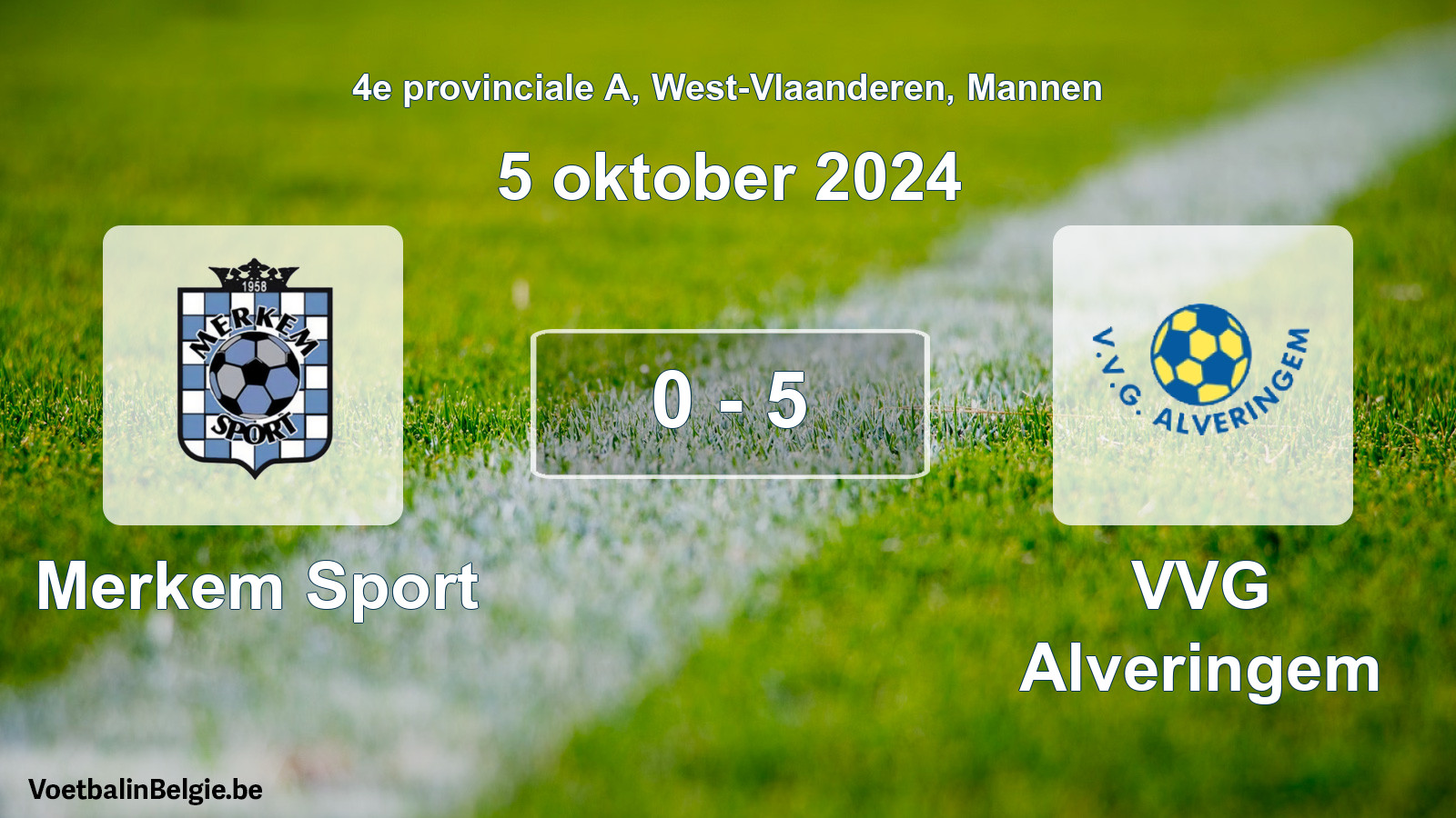 Played match men football: Merkem Sport - VVG Alveringem 0 - 5 (5 October 2024)