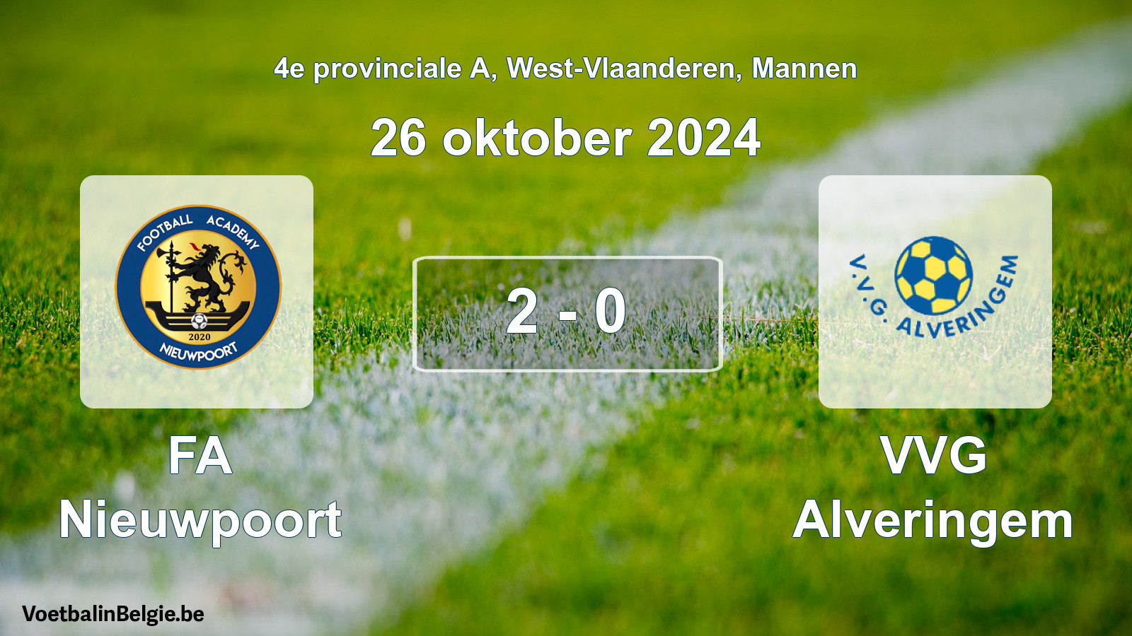 Played match men football: FA Nieuwpoort - VVG Alveringem 2 - 0 (26 October 2024)