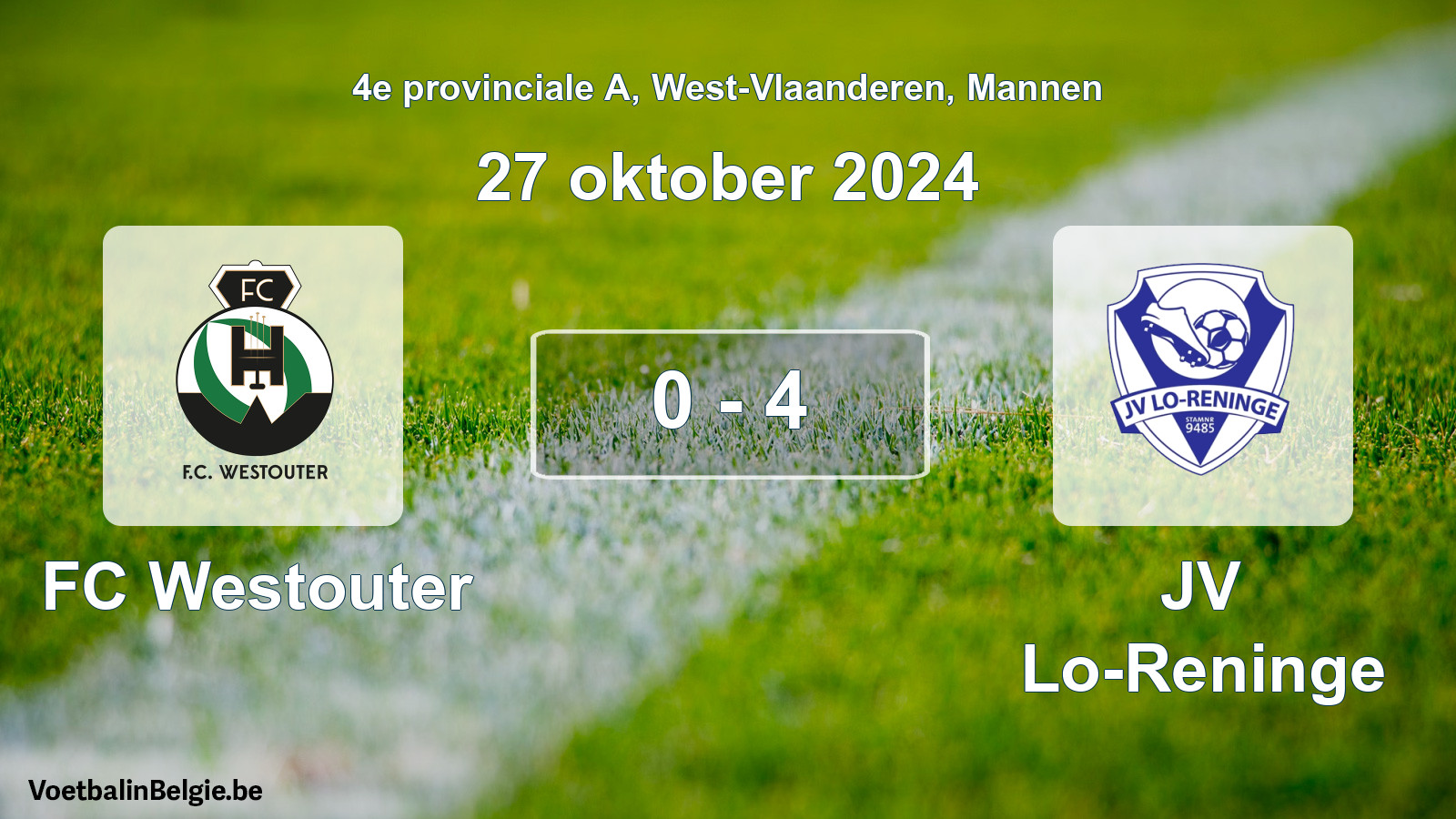 Gespeelde wedstrijd mannenvoetbal: FC Westouter - JV Lo-Reninge 0 - 4 (27 oktober 2024)