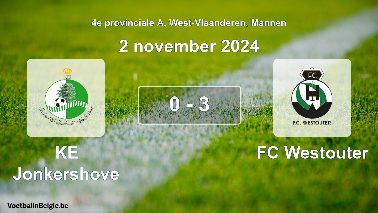 Played match men football: KE Jonkershove - FC Westouter 0 - 3 (2 November 2024)