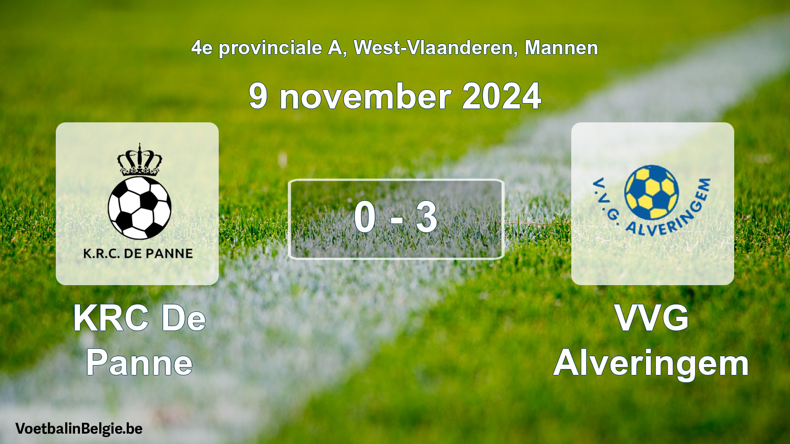 Gespeelde wedstrijd mannenvoetbal: KRC De Panne - VVG Alveringem 0 - 3 (9 november 2024)