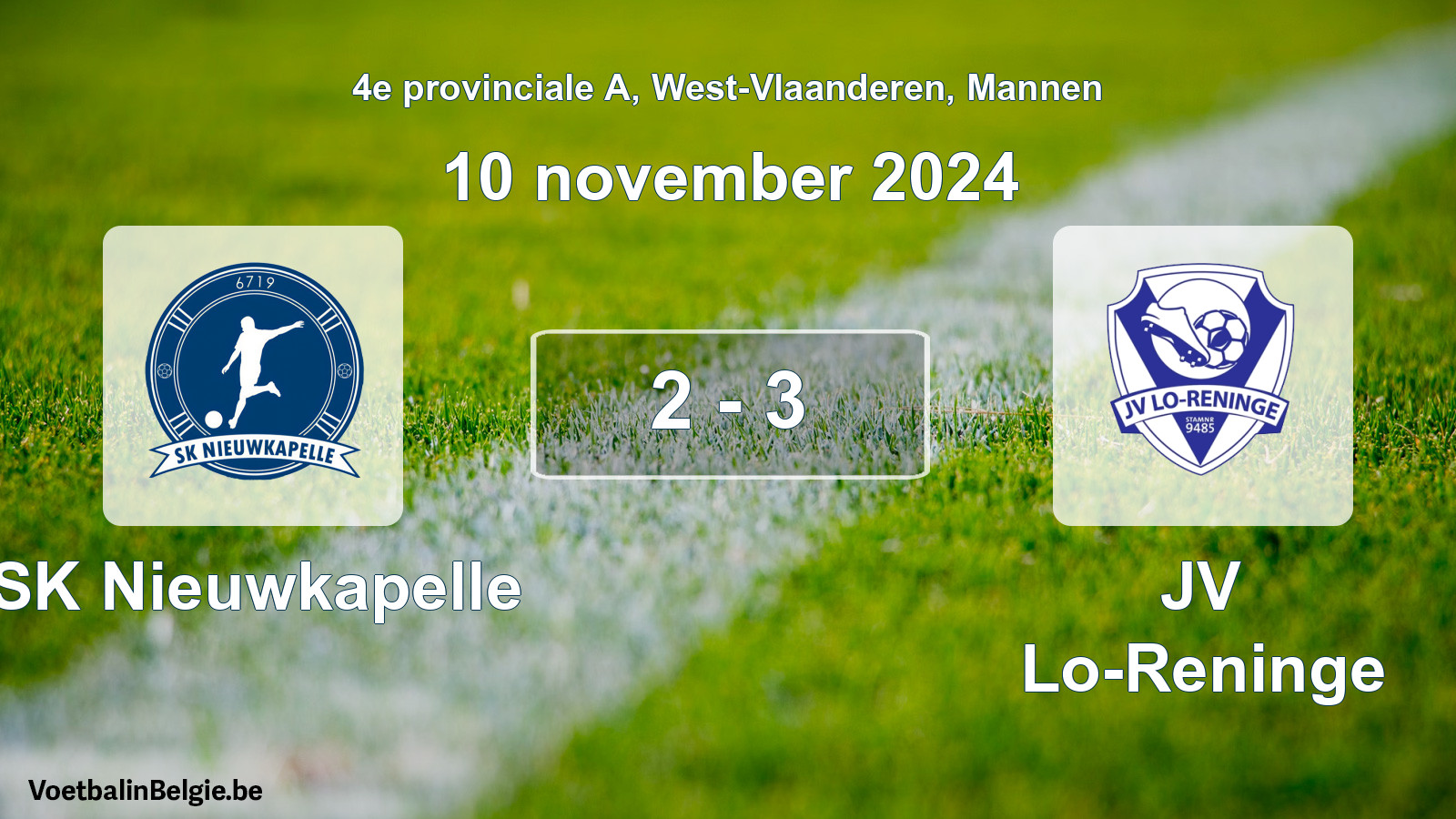 Gespeelde wedstrijd mannenvoetbal: SK Nieuwkapelle - JV Lo-Reninge 2 - 3 (10 november 2024)
