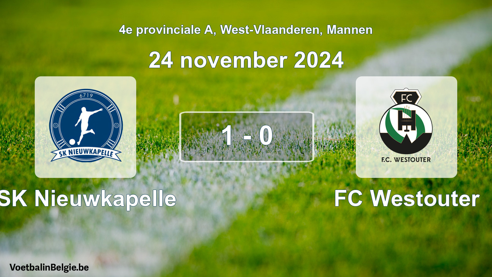 Gespieltes Spiel männer-Fußball: SK Nieuwkapelle - FC Westouter 1 - 0 (24 November 2024)