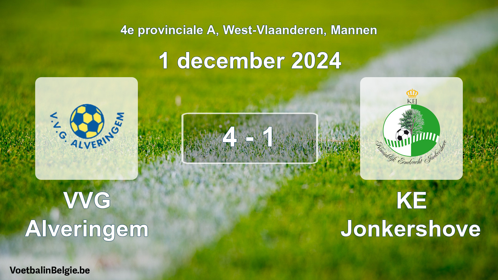 Played match men football: VVG Alveringem - KE Jonkershove 4 - 1 (1 December 2024)