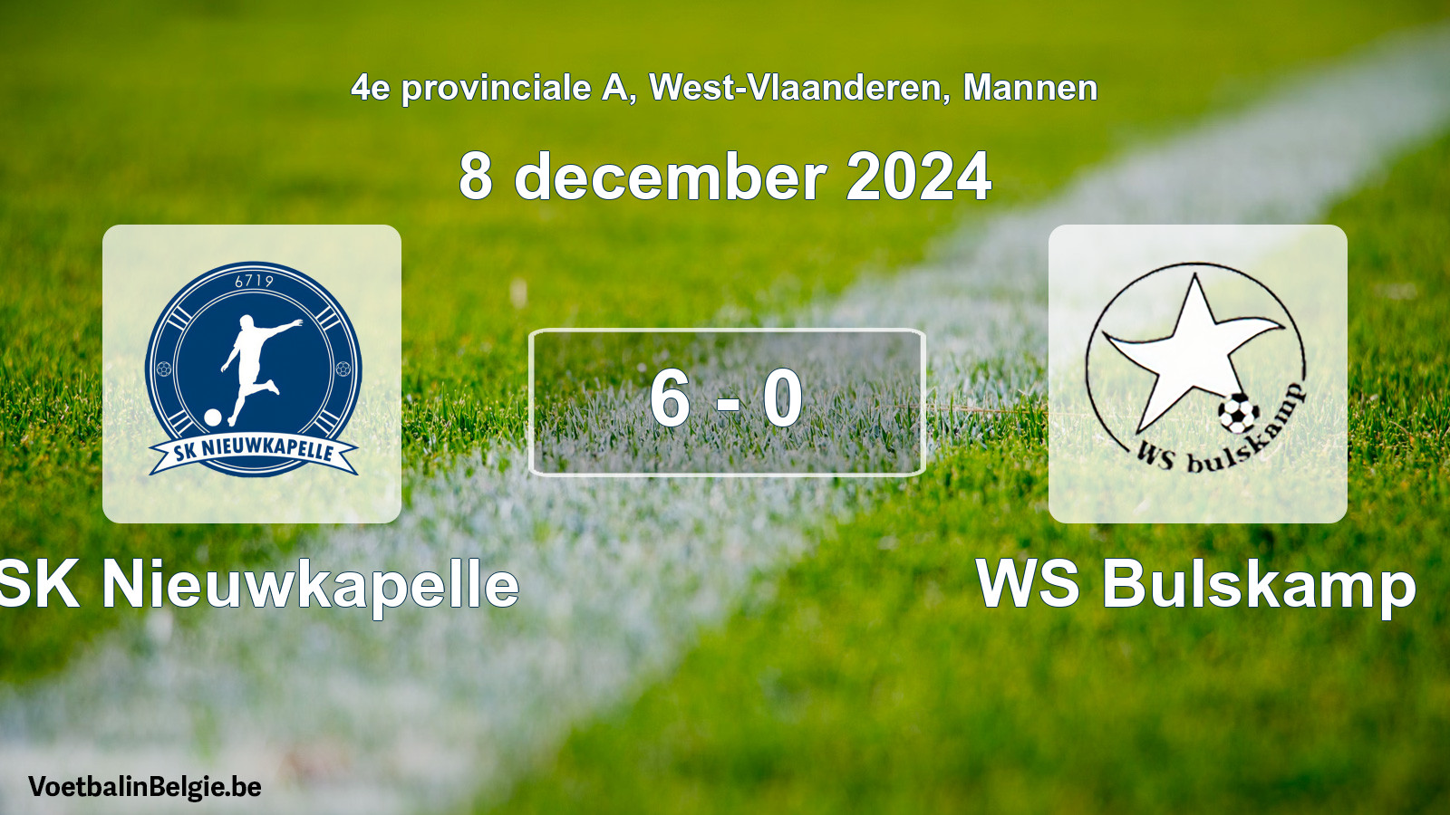 Gespeelde wedstrijd mannenvoetbal: SK Nieuwkapelle - WS Bulskamp 6 - 0 (8 december 2024)