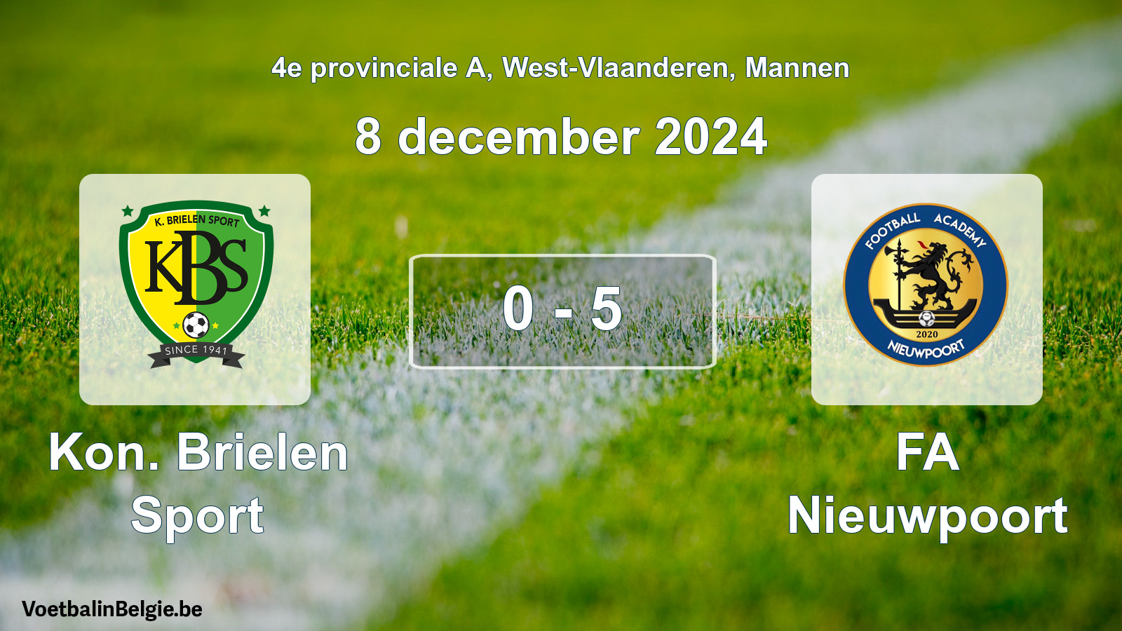 Gespieltes Spiel männer-Fußball: Kon. Brielen Sport - FA Nieuwpoort 0 - 5 (8 Dezember 2024)