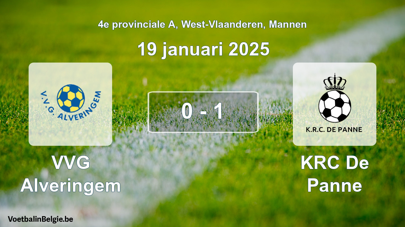 Gespeelde wedstrijd mannenvoetbal: VVG Alveringem - KRC De Panne 0 - 1 (19 januari 2025)