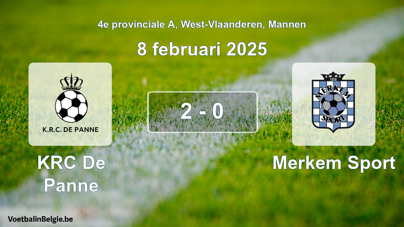 Gespeelde wedstrijd mannenvoetbal: KRC De Panne - Merkem Sport 2 - 0 (8 februari 2025)