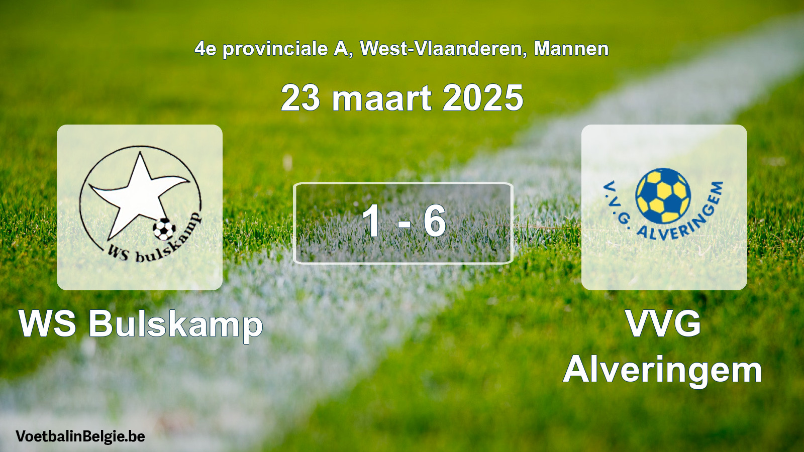 Gespeelde wedstrijd mannenvoetbal: WS Bulskamp - VVG Alveringem 1 - 6 (23 maart 2025)