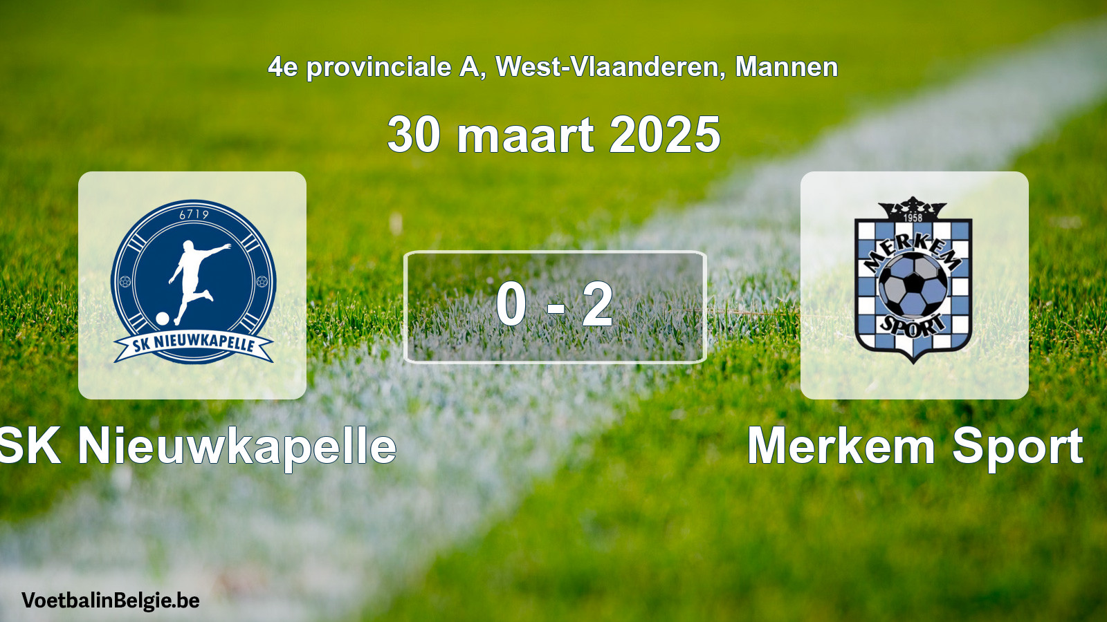 Gespeelde wedstrijd mannenvoetbal: SK Nieuwkapelle - Merkem Sport 0 - 2 (30 maart 2025)