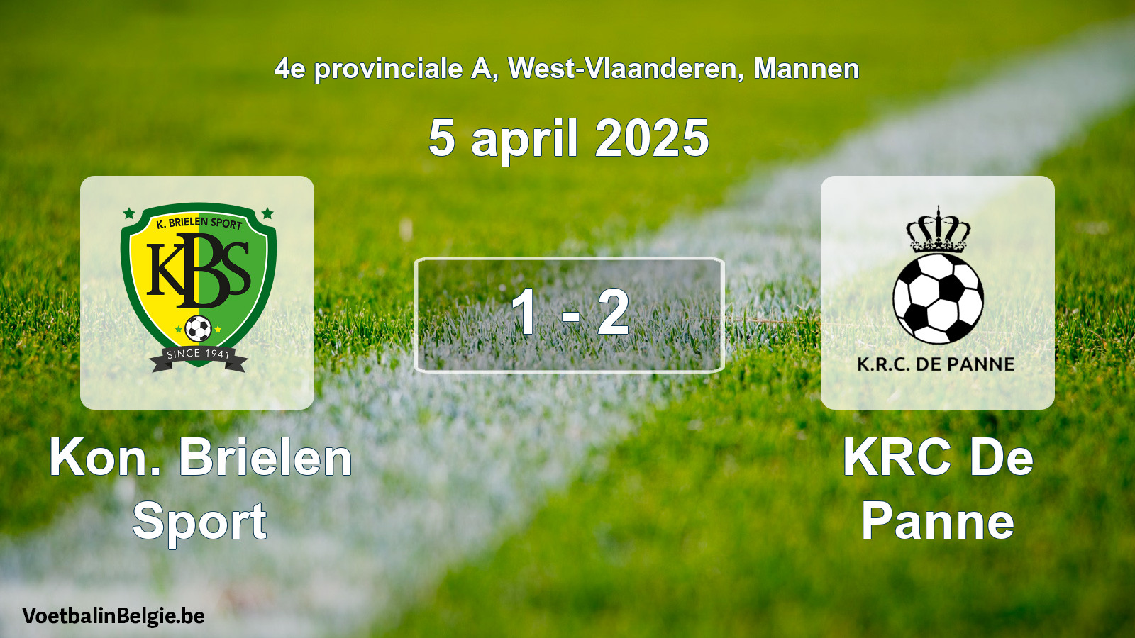 Gespeelde wedstrijd mannenvoetbal: Kon. Brielen Sport - KRC De Panne 1 - 2 (5 april 2025)