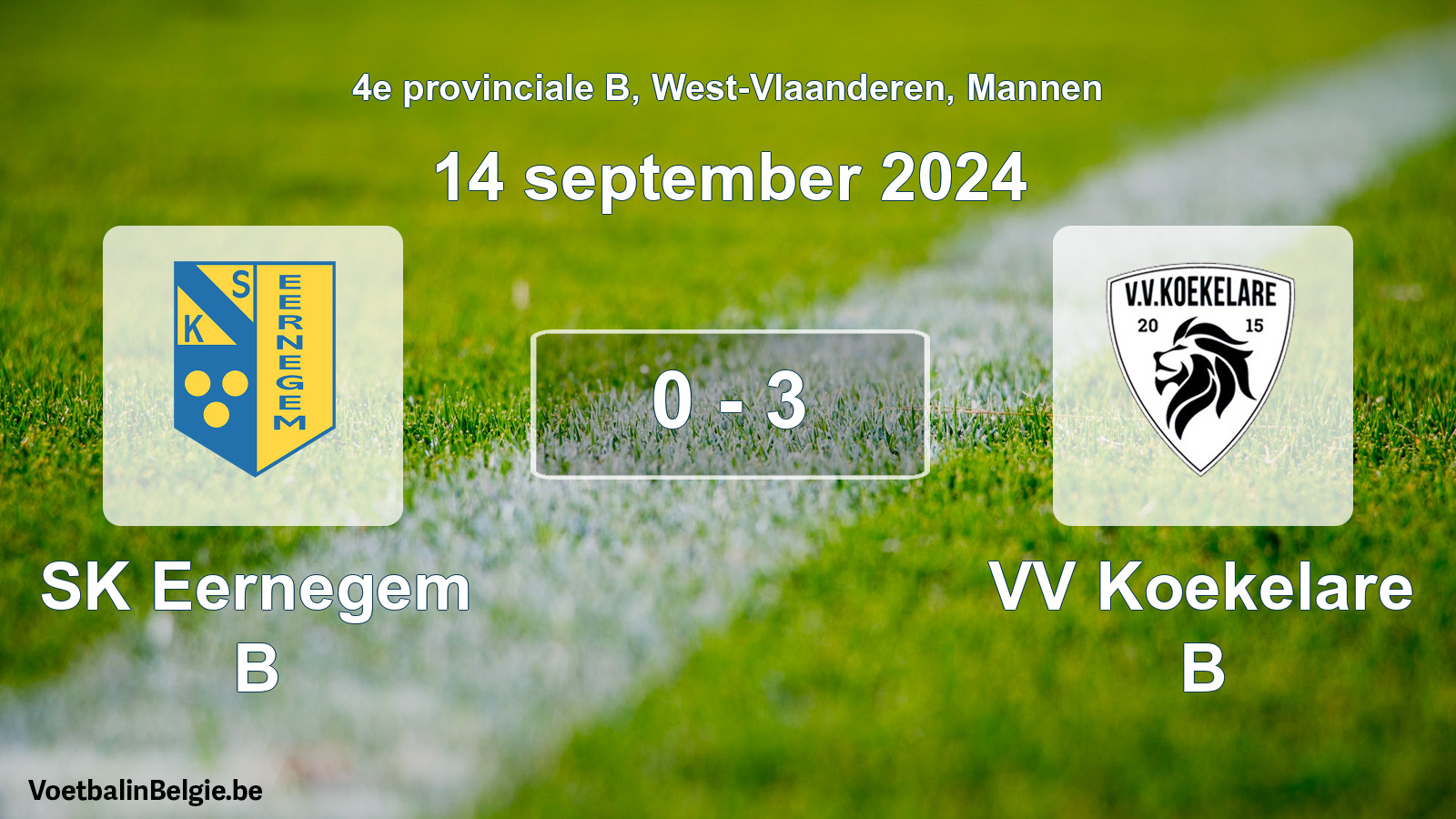 Gespeelde wedstrijd mannenvoetbal: SK Eernegem B - VV Koekelare B 0 - 3 (14 september 2024)