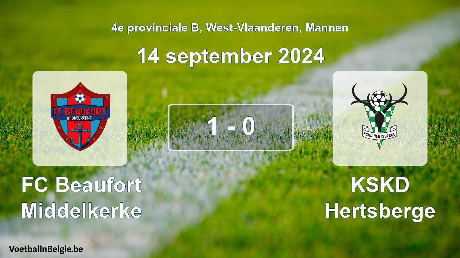 Gespeelde wedstrijd mannenvoetbal: FC Beaufort Middelkerke - KSKD Hertsberge 1 - 0 (14 september 2024)