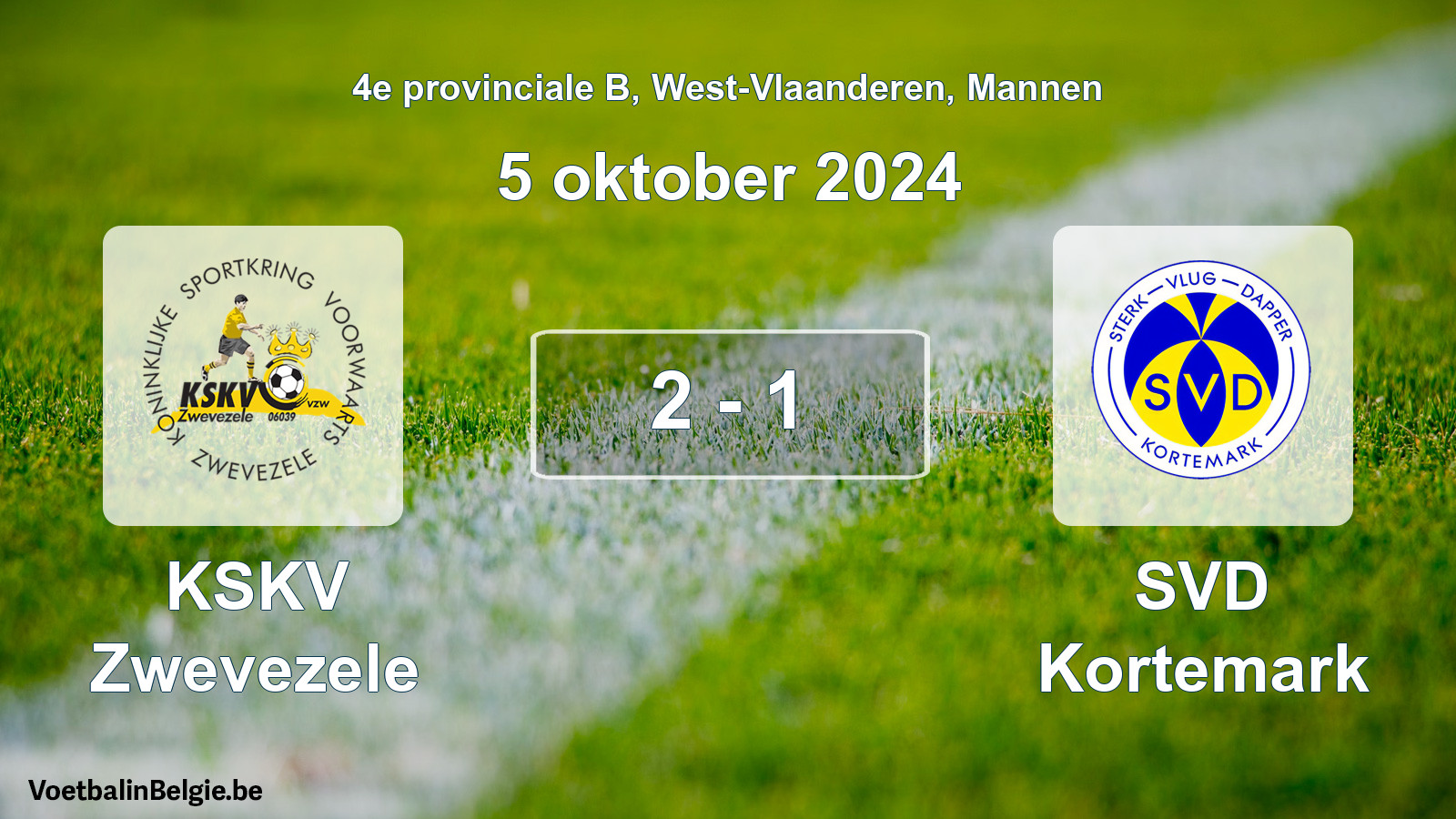 Played match men football: KSKV Zwevezele - SVD Kortemark 2 - 1 (5 October 2024)