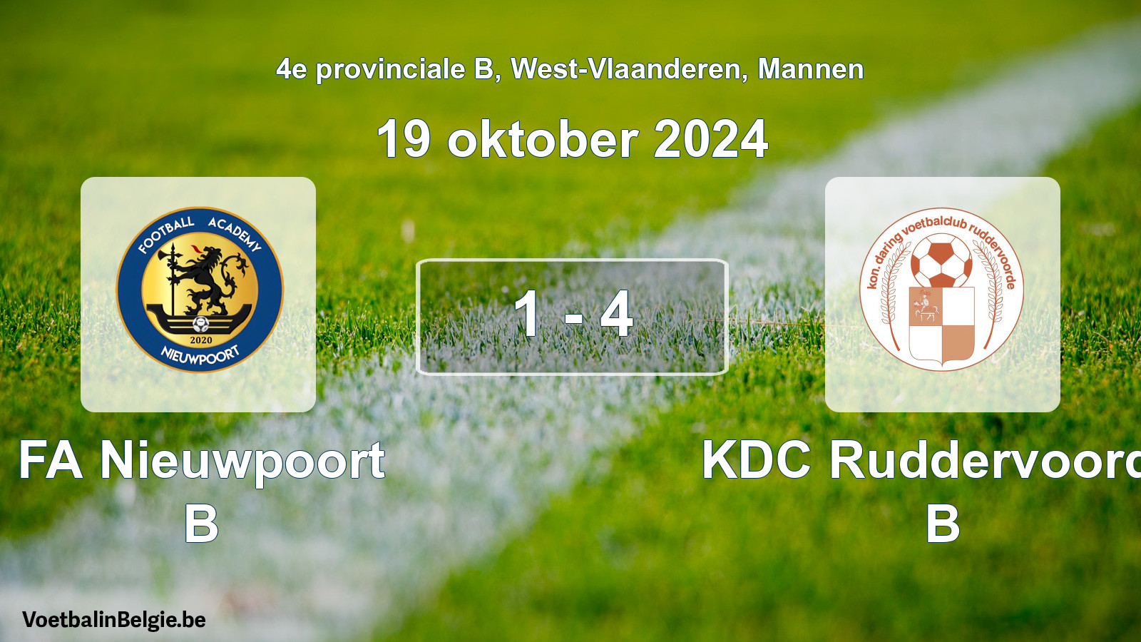 Played match men football: FA Nieuwpoort B - KDC Ruddervoorde B 1 - 4 (19 October 2024)