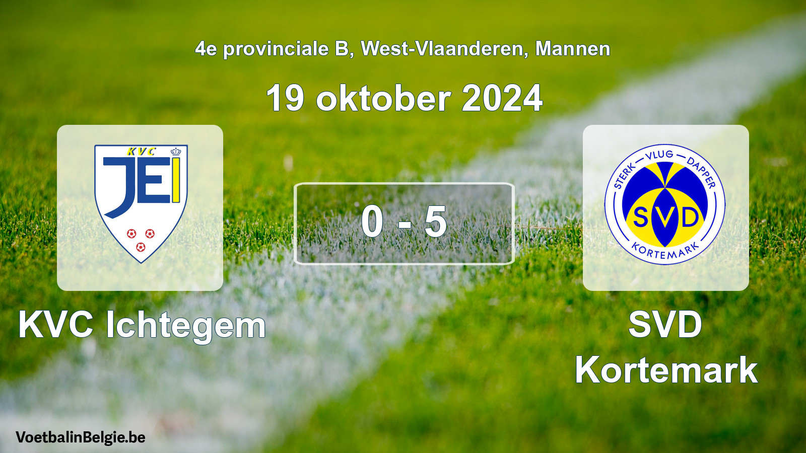 Gespeelde wedstrijd mannenvoetbal: KVC Ichtegem - SVD Kortemark 0 - 5 (19 oktober 2024)