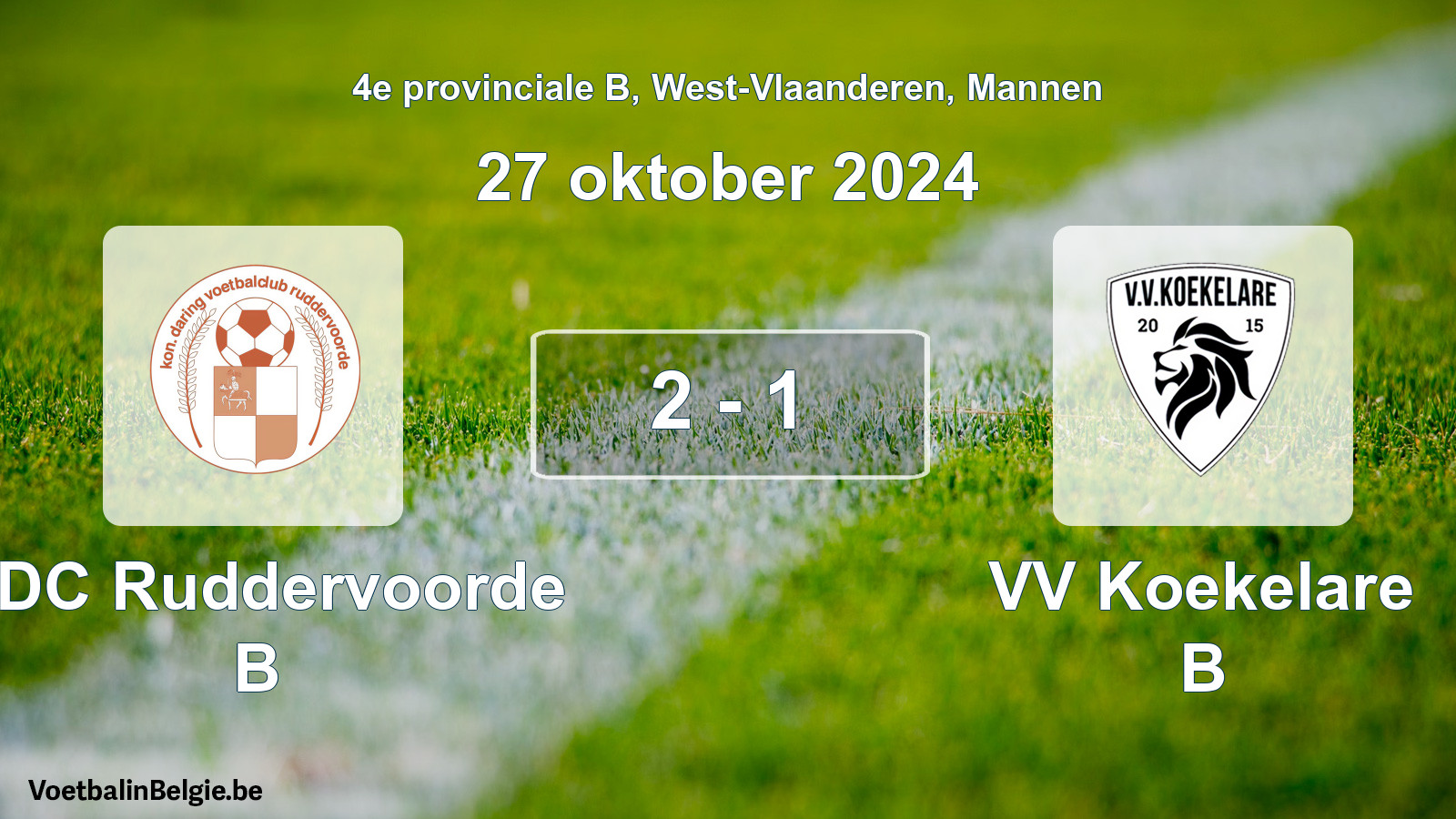 Gespeelde wedstrijd mannenvoetbal: KDC Ruddervoorde B - VV Koekelare B 2 - 1 (27 oktober 2024)