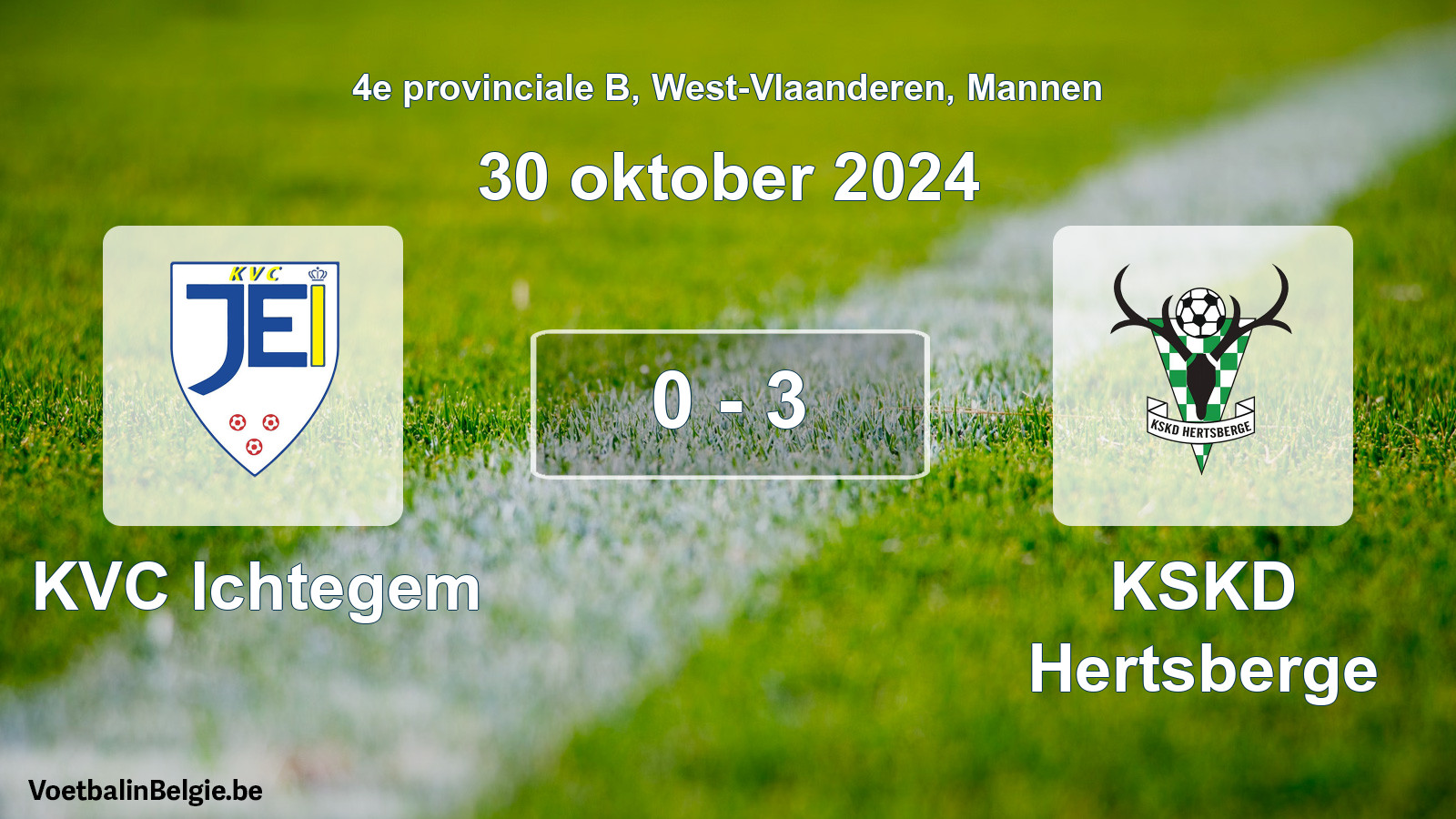 Gespeelde wedstrijd mannenvoetbal: KVC Ichtegem - KSKD Hertsberge 0 - 3 (30 oktober 2024)