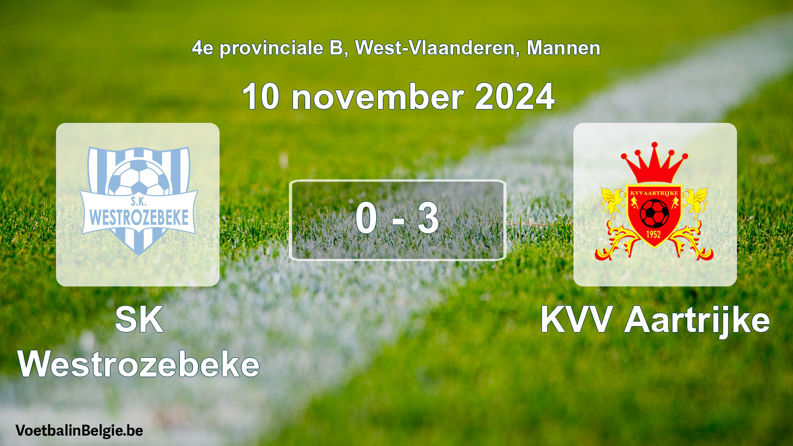 Gespeelde wedstrijd mannenvoetbal: SK Westrozebeke - KVV Aartrijke 0 - 3 (10 november 2024)
