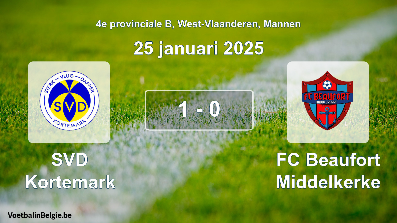 Gespeelde wedstrijd mannenvoetbal: SVD Kortemark - FC Beaufort Middelkerke 1 - 0 (25 januari 2025)