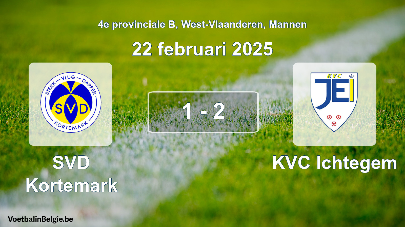 Gespeelde wedstrijd mannenvoetbal: SVD Kortemark - KVC Ichtegem 1 - 2 (22 februari 2025)
