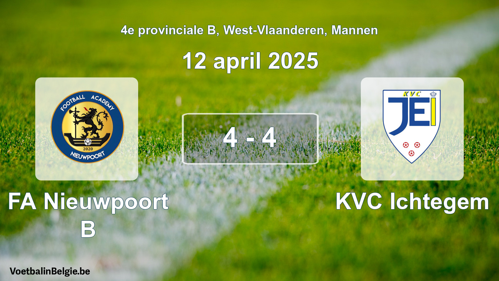 Gespeelde wedstrijd mannenvoetbal: FA Nieuwpoort B - KVC Ichtegem 4 - 4 (12 april 2025)