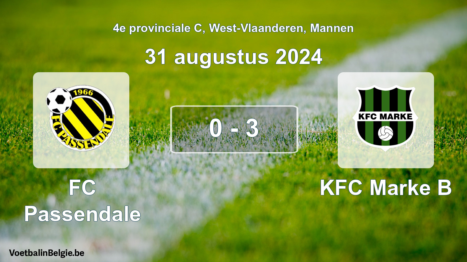 Gespeelde wedstrijd mannenvoetbal: FC Passendale - KFC Marke B 0 - 3 (31 augustus 2024)