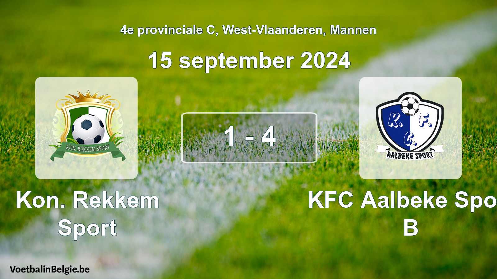 Gespeelde wedstrijd mannenvoetbal: Kon. Rekkem Sport - KFC Aalbeke Sport B 1 - 4 (15 september 2024)