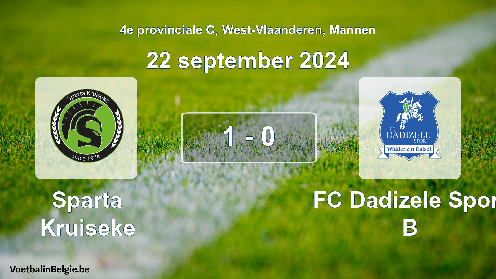 Gespeelde wedstrijd mannenvoetbal: Sparta Kruiseke - FC Dadizele Sport B 1 - 0 (22 september 2024)