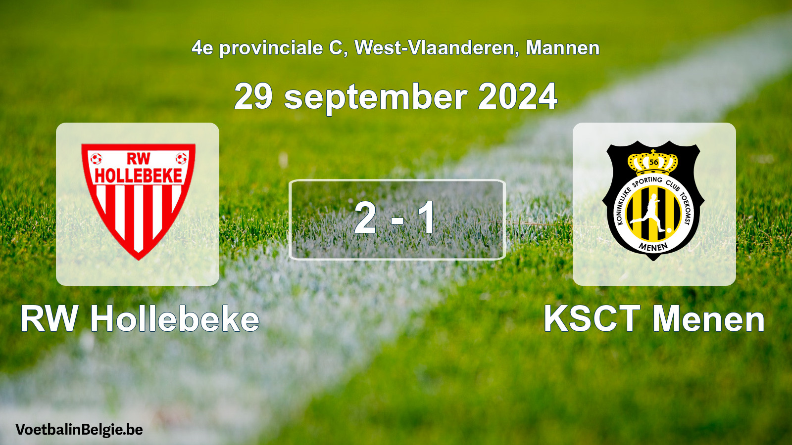 Gespeelde wedstrijd mannenvoetbal: RW Hollebeke - KSCT Menen 2 - 1 (29 september 2024)