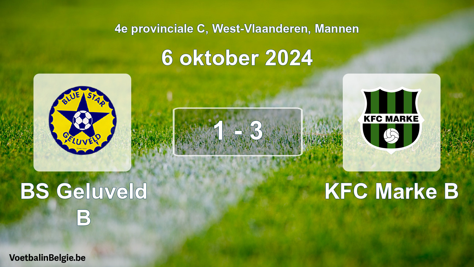 Gespieltes Spiel männer-Fußball: BS Geluveld B - KFC Marke B 1 - 3 (6 Oktober 2024)