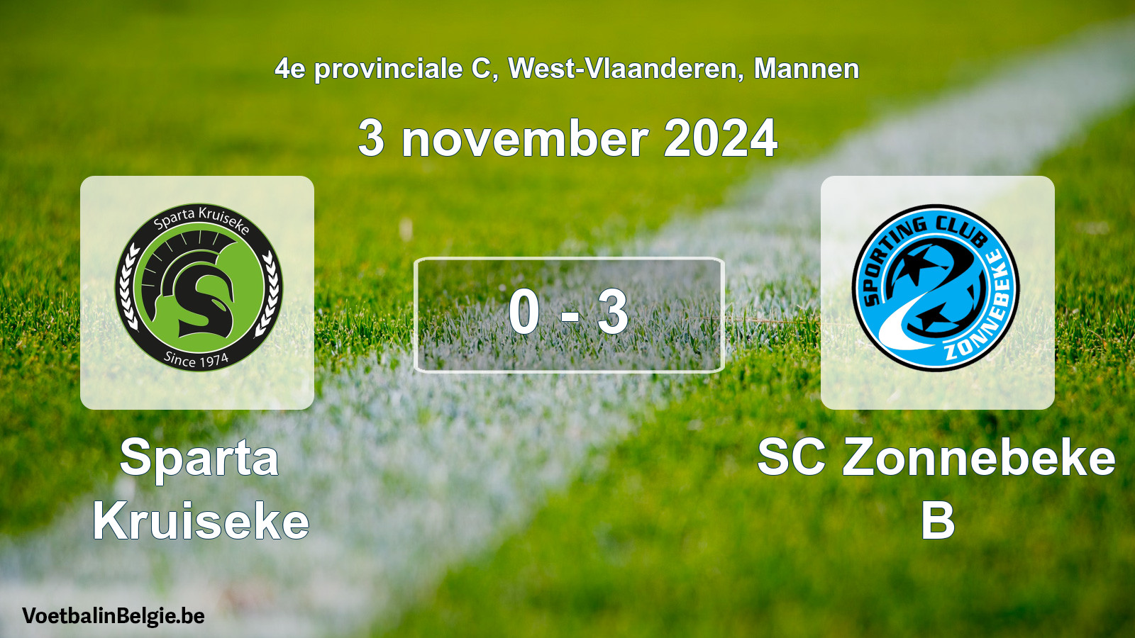 Gespeelde wedstrijd mannenvoetbal: Sparta Kruiseke - SC Zonnebeke B 0 - 3 (3 november 2024)