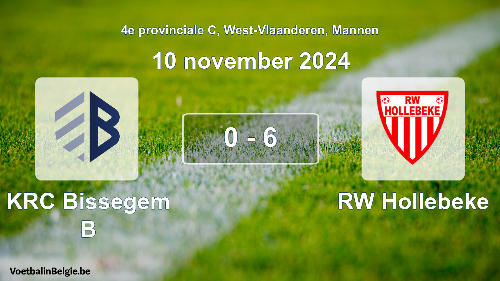 Gespeelde wedstrijd mannenvoetbal: KRC Bissegem B - RW Hollebeke 0 - 6 (10 november 2024)
