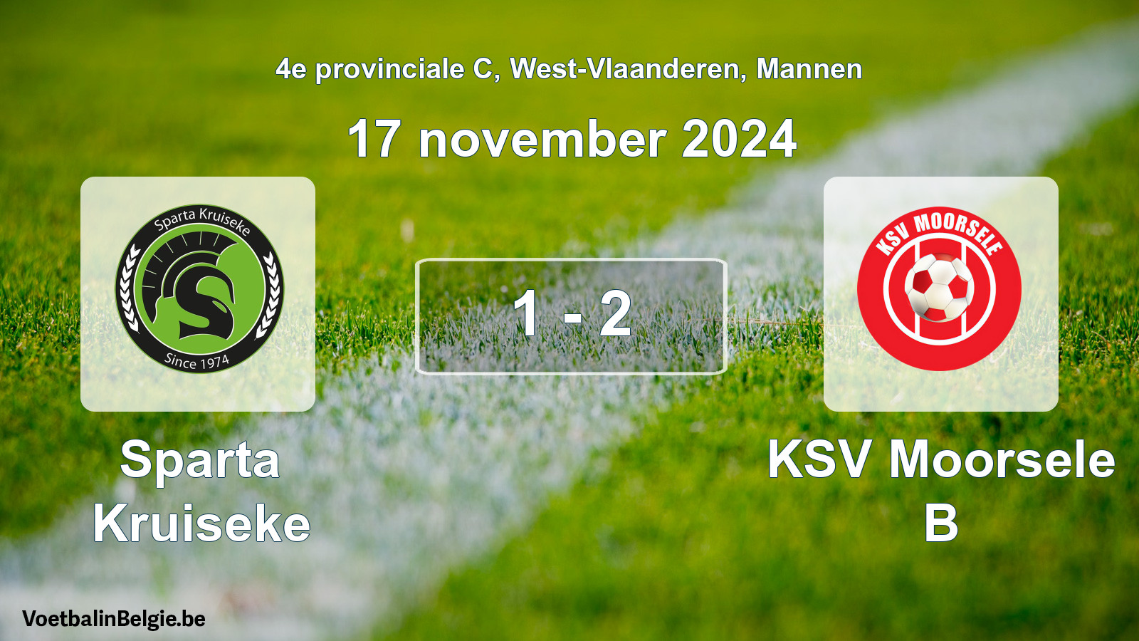 Gespeelde wedstrijd mannenvoetbal: Sparta Kruiseke - KSV Moorsele B 1 - 2 (17 november 2024)