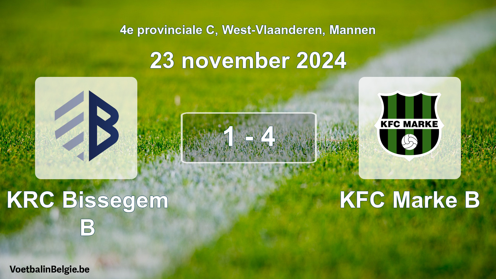 Gespeelde wedstrijd mannenvoetbal: KRC Bissegem B - KFC Marke B 1 - 4 (23 november 2024)