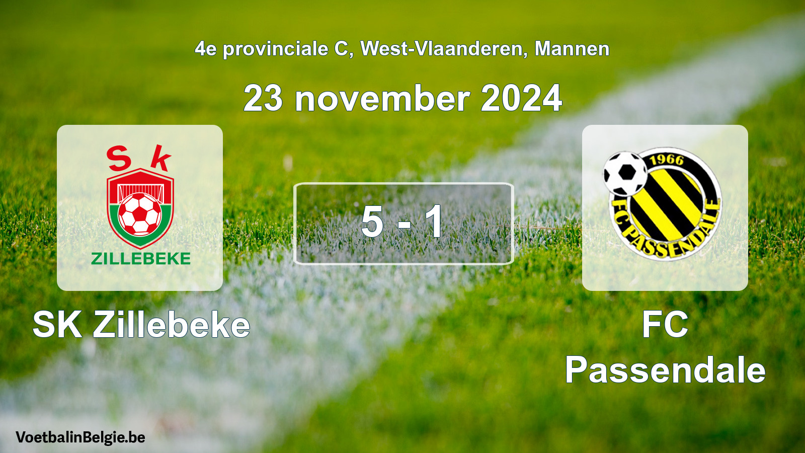 Gespeelde wedstrijd mannenvoetbal: SK Zillebeke - FC Passendale 5 - 1 (23 november 2024)