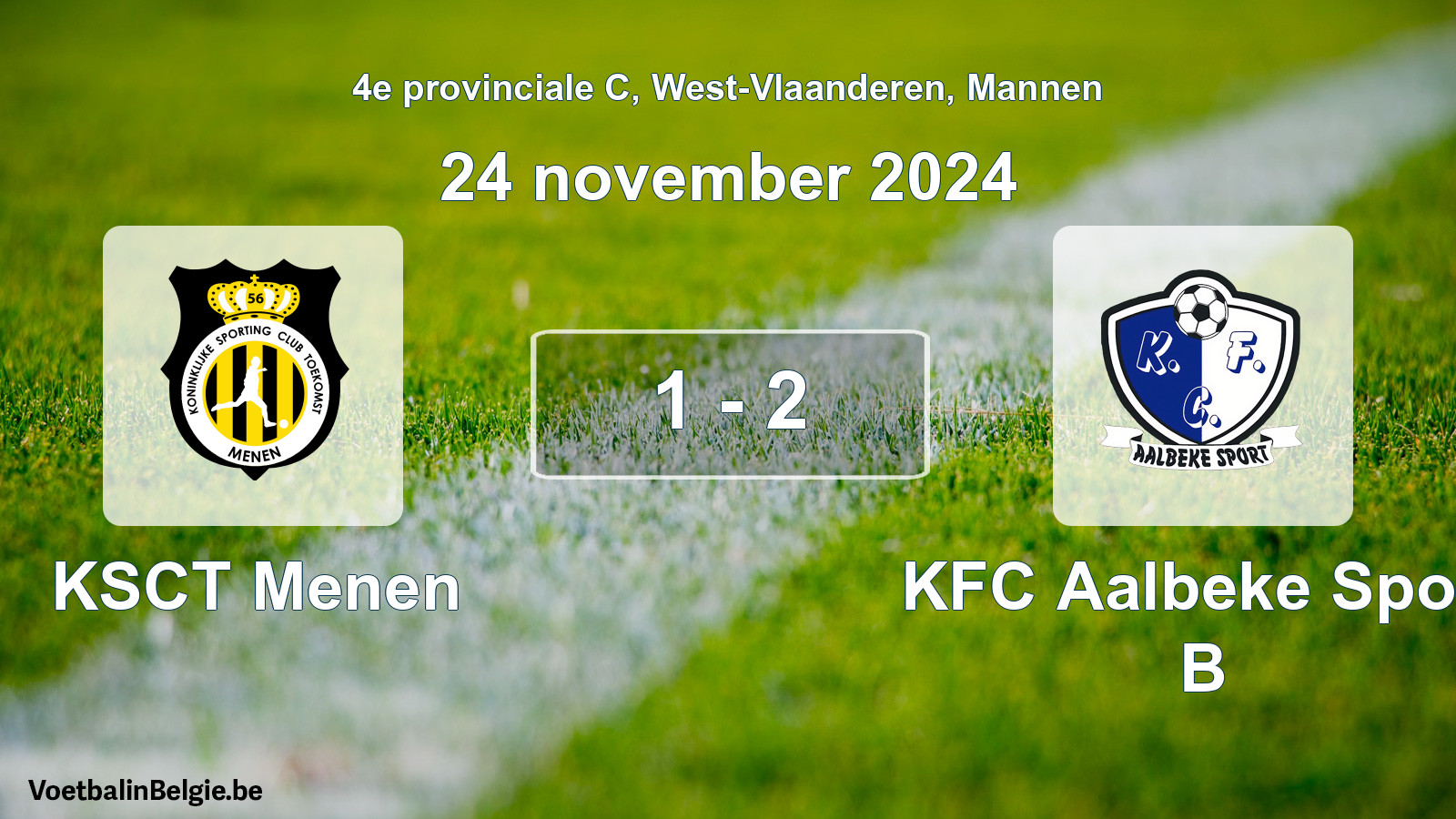 Gespeelde wedstrijd mannenvoetbal: KSCT Menen - KFC Aalbeke Sport B 1 - 2 (24 november 2024)