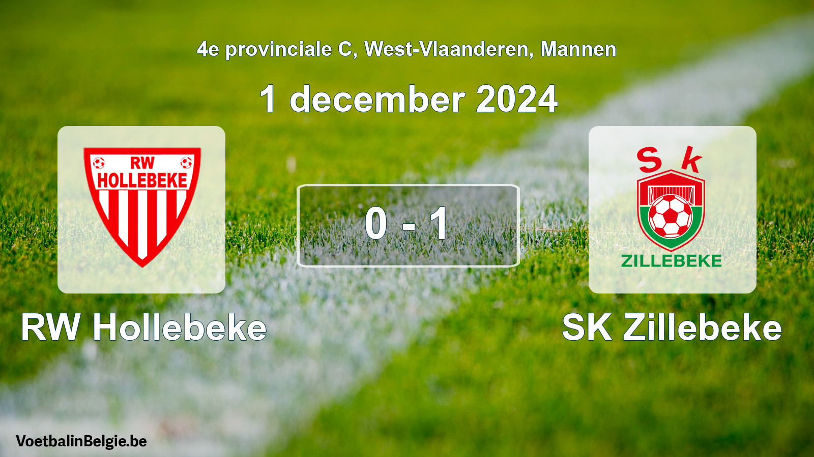 Gespeelde wedstrijd mannenvoetbal: RW Hollebeke - SK Zillebeke 0 - 1 (1 december 2024)