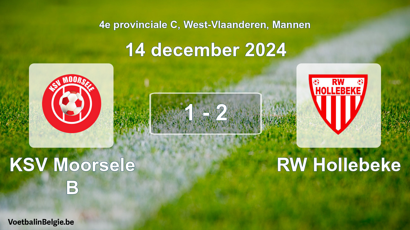 Gespeelde wedstrijd mannenvoetbal: KSV Moorsele B - RW Hollebeke 1 - 2 (14 december 2024)