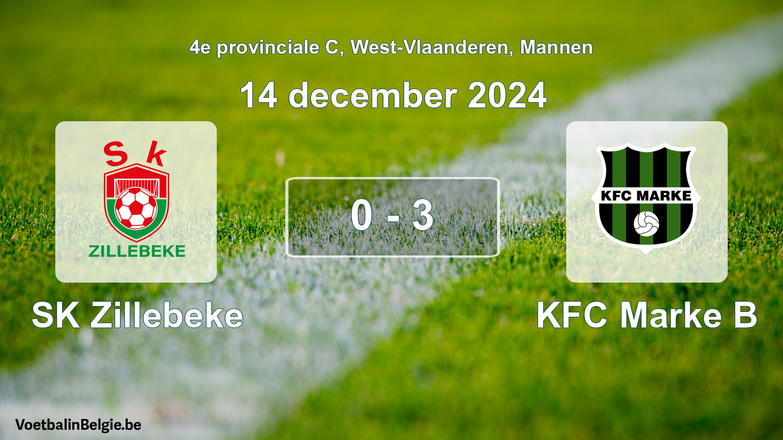Gespeelde wedstrijd mannenvoetbal: SK Zillebeke - KFC Marke B 0 - 3 (14 december 2024)