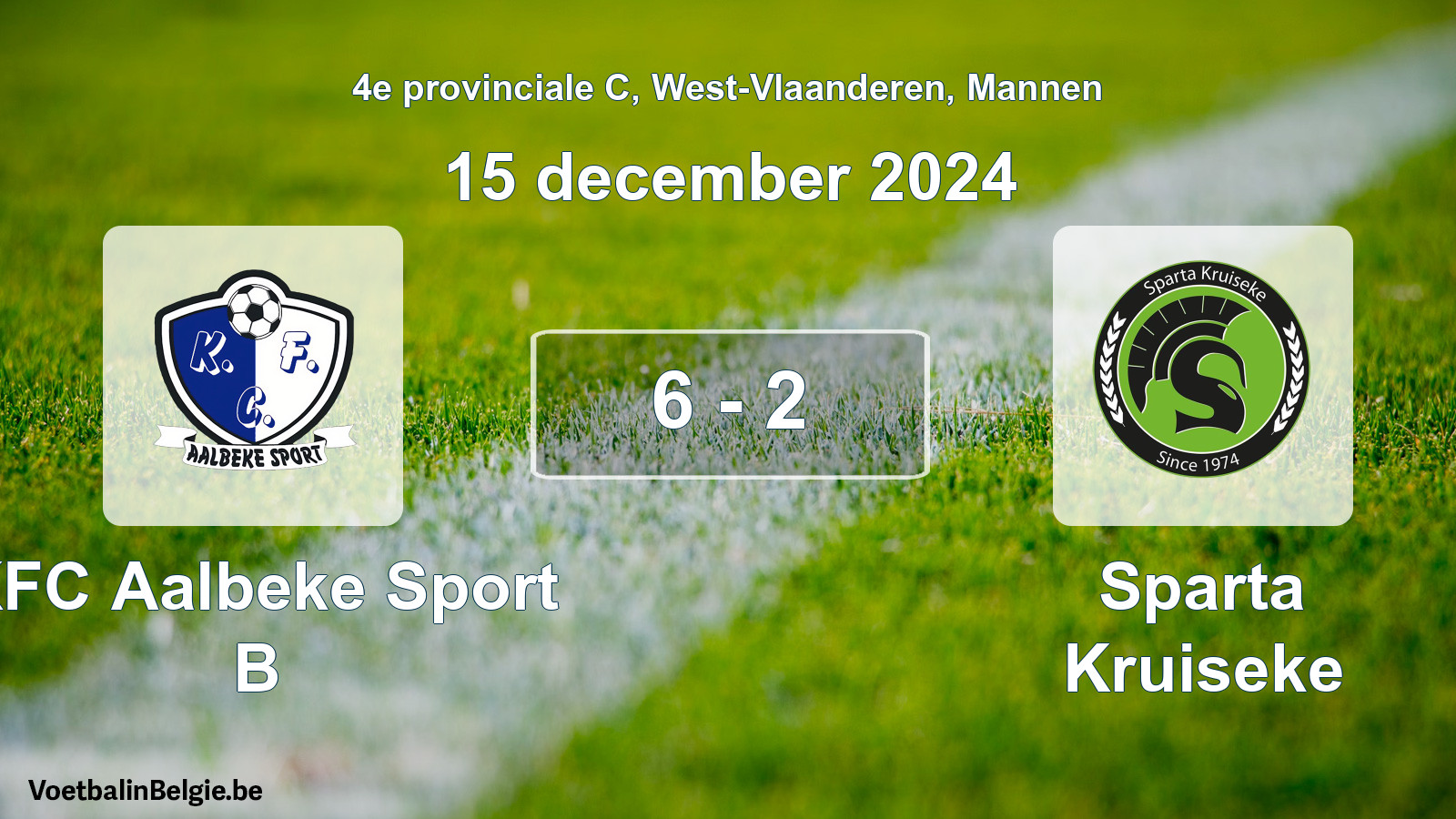 Gespeelde wedstrijd mannenvoetbal: KFC Aalbeke Sport B - Sparta Kruiseke 6 - 2 (15 december 2024)