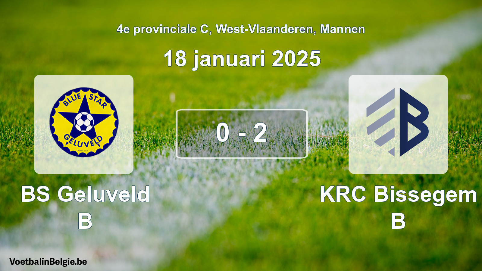 Gespeelde wedstrijd mannenvoetbal: BS Geluveld B - KRC Bissegem B 0 - 2 (18 januari 2025)