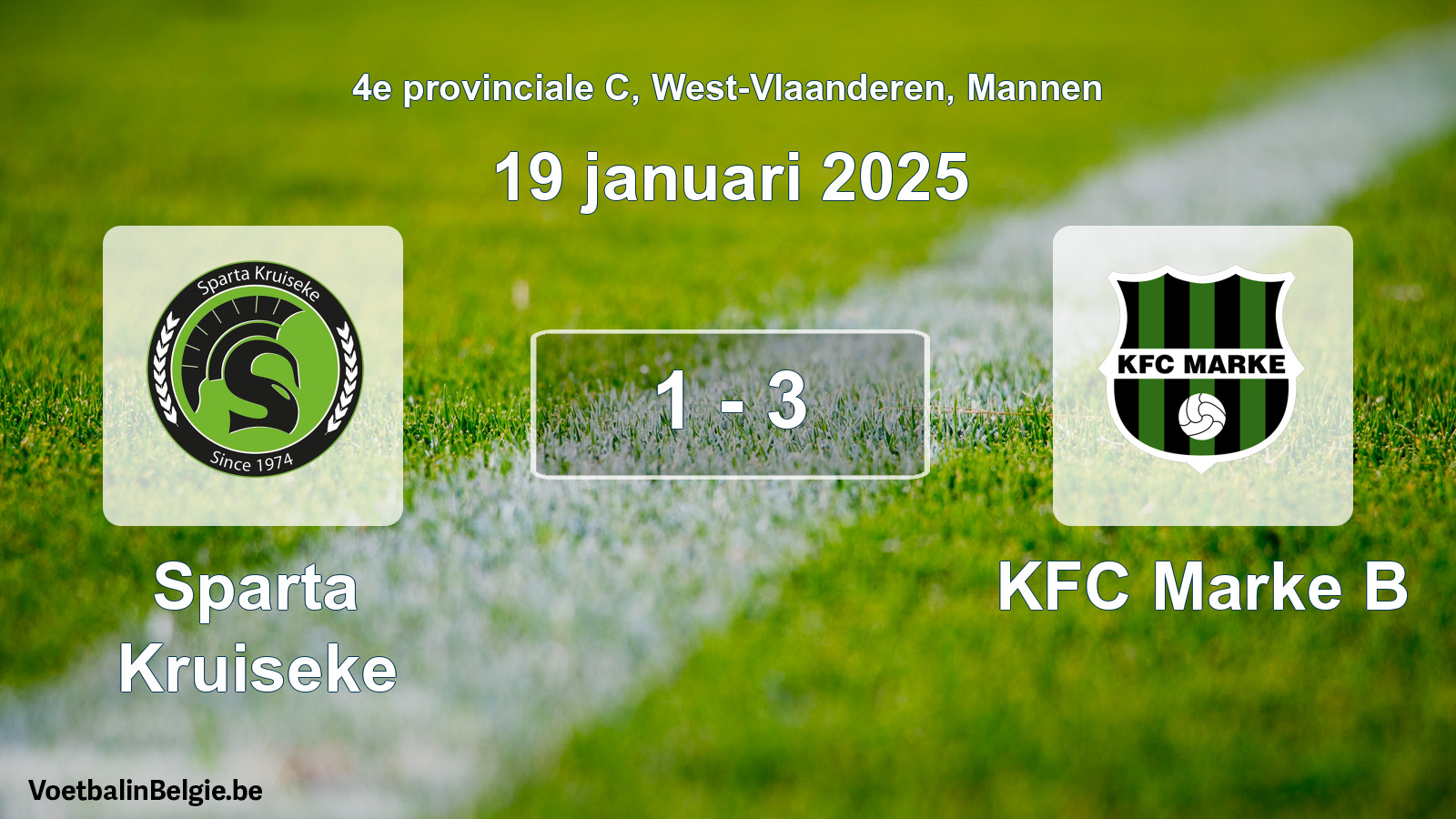 Gespeelde wedstrijd mannenvoetbal: Sparta Kruiseke - KFC Marke B 1 - 3 (19 januari 2025)