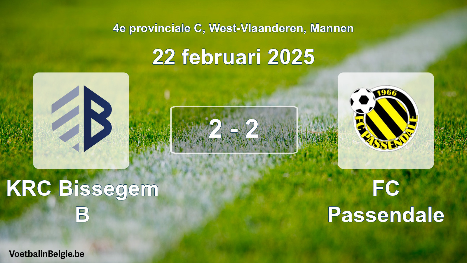 Gespeelde wedstrijd mannenvoetbal: KRC Bissegem B - FC Passendale 2 - 2 (22 februari 2025)