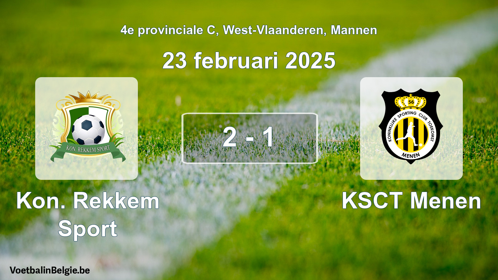 Gespeelde wedstrijd mannenvoetbal: Kon. Rekkem Sport - KSCT Menen 2 - 1 (23 februari 2025)