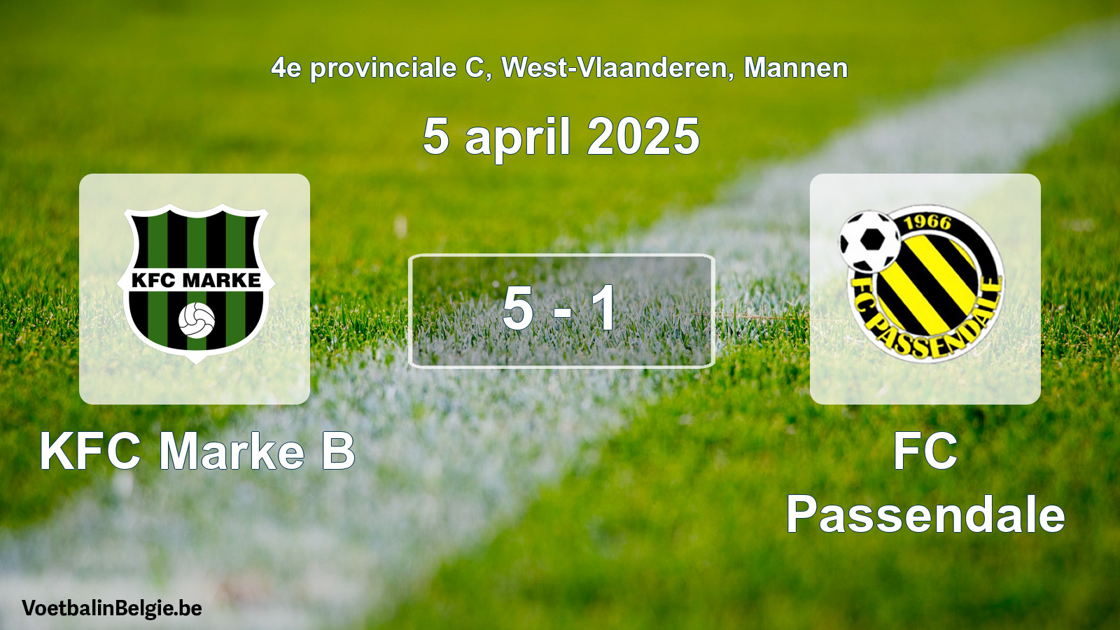 Gespeelde wedstrijd mannenvoetbal: KFC Marke B - FC Passendale 5 - 1 (5 april 2025)
